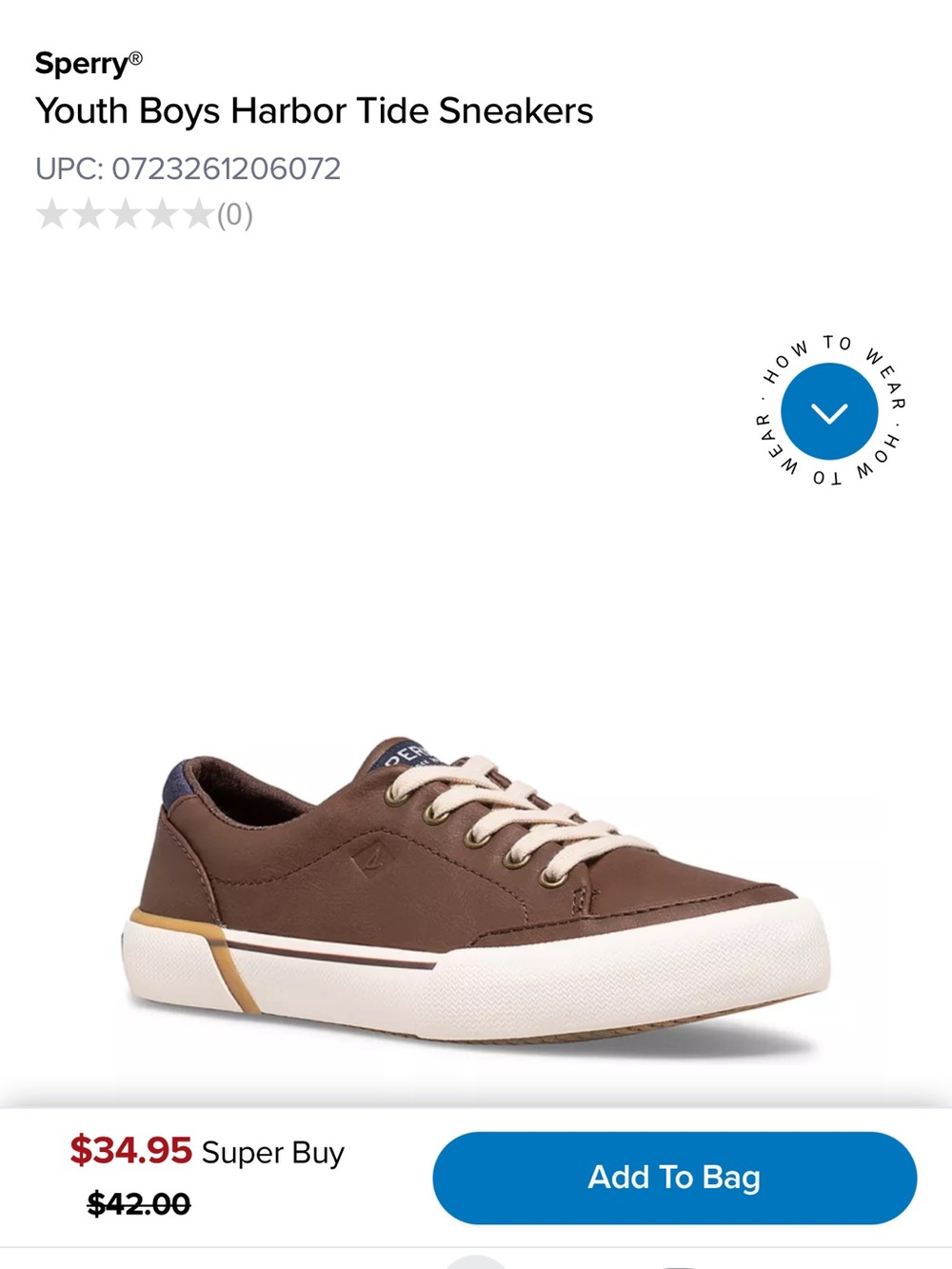 Sperry Brown Leather Boat Sneakers with Cream Laces - Picture 8 of 8